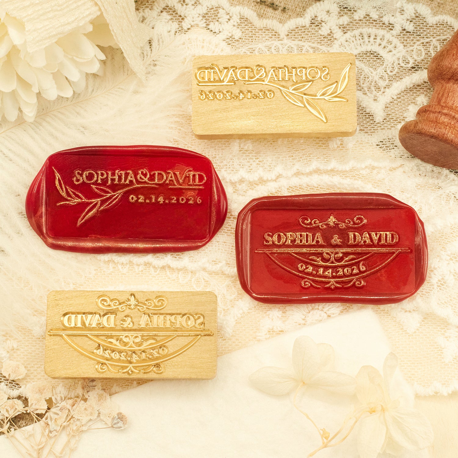Custom Rectangle Wedding Wax Seal Stamp IMG_2645