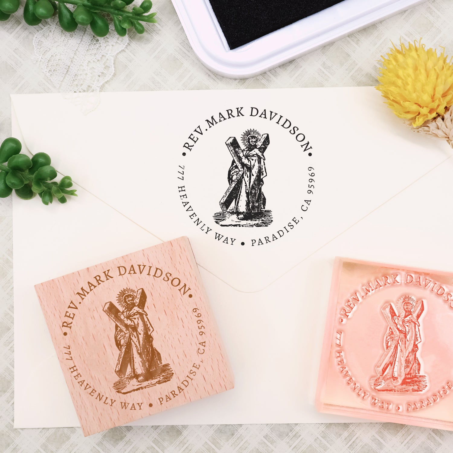 Custom  Cross Religious Return Address Stamp  3