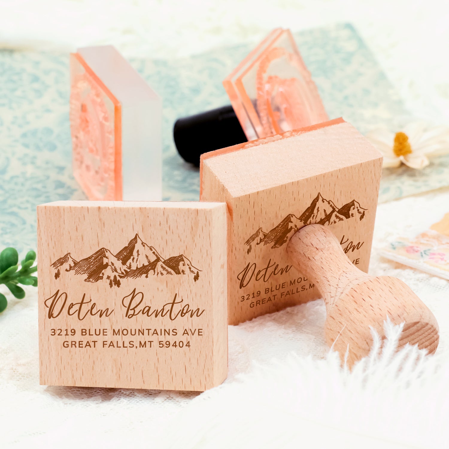 Custom Address Return Rubber Stamp with Your Signature Artwork (27 design)-4