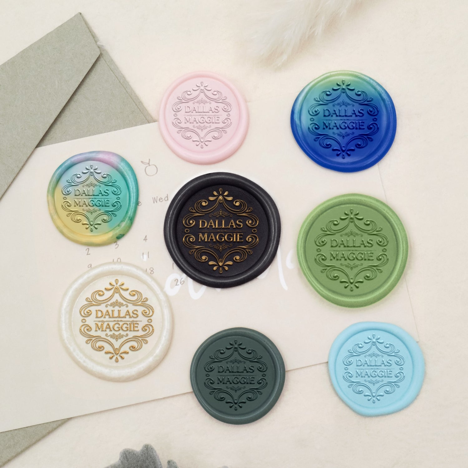Custom Mustache & Lips Wedding Wax Seal Stamp-15 3