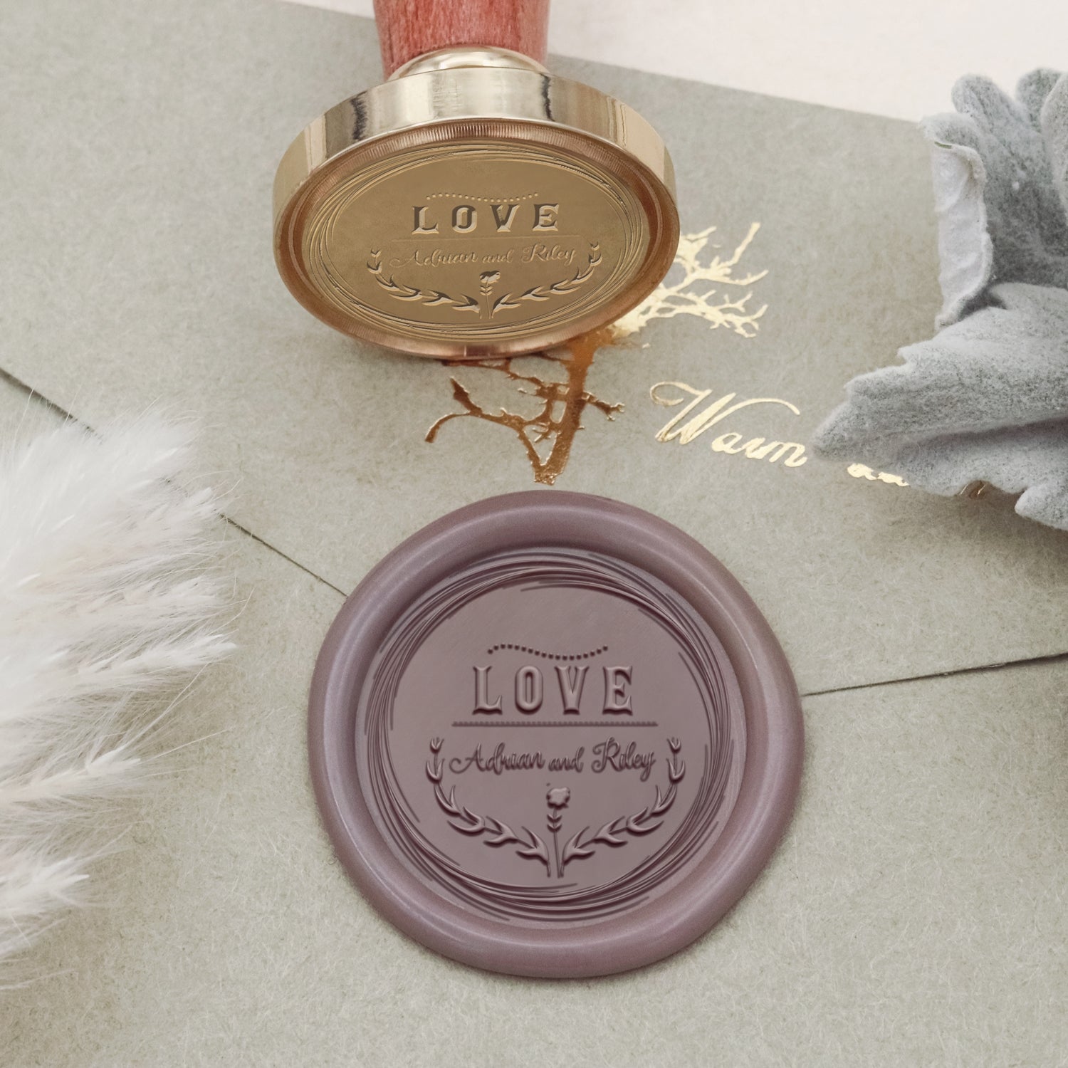 Custom Mustache & Lips Wedding Wax Seal Stamp-17 2