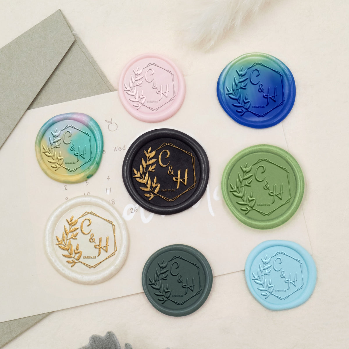 Custom Lily Wedding Monogram Wax Seal Stamp-15 3