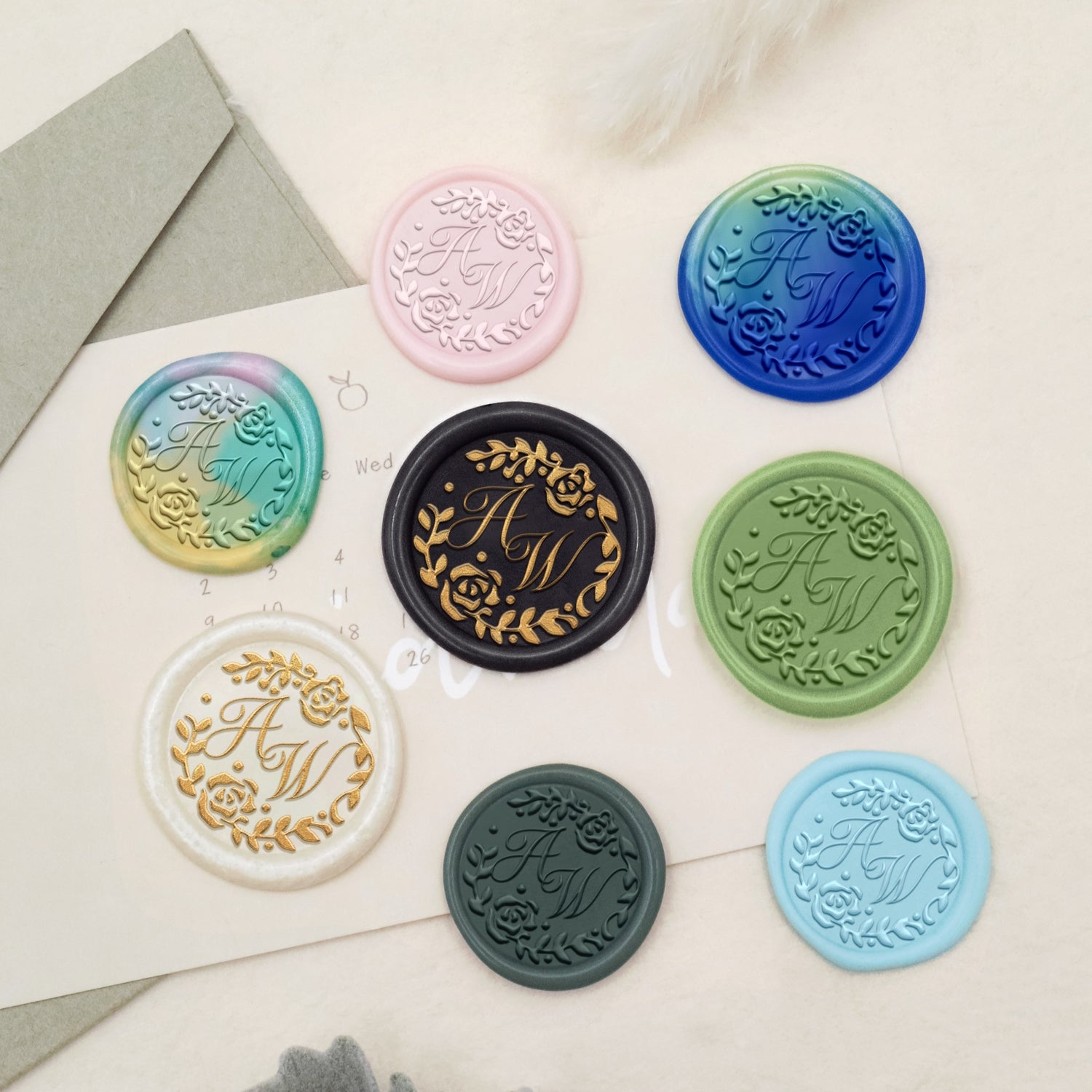 Custom Lily Wedding Monogram Wax Seal Stamp-27 3