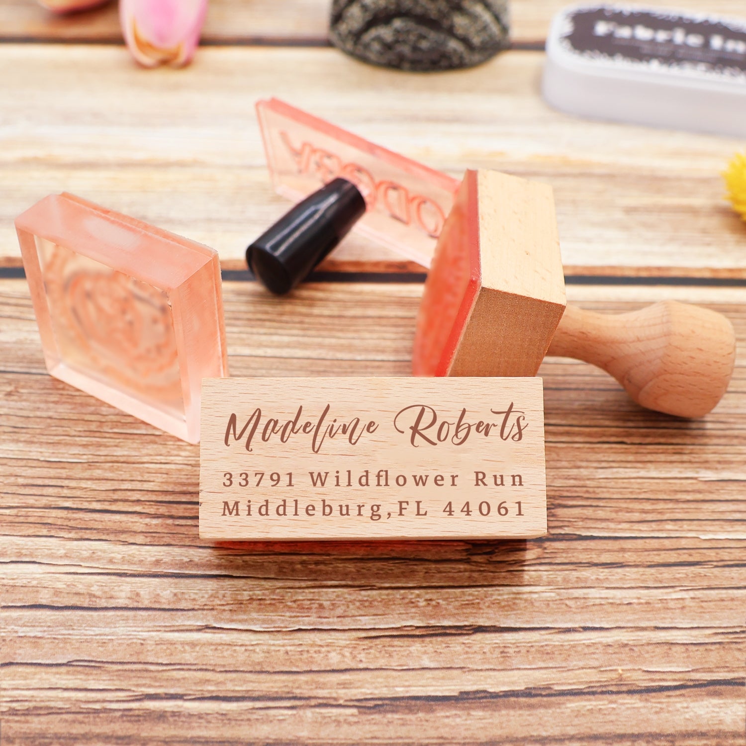 Custom Rectangular Handwriting Font Address Return Rubber Stamp (27 Designs)-5