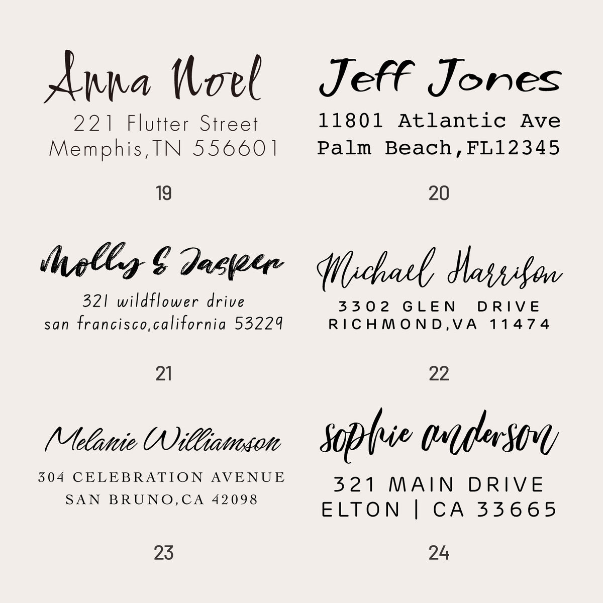 Custom Rectangular Handwriting Font Address Return Rubber Stamp (27 Designs)-9