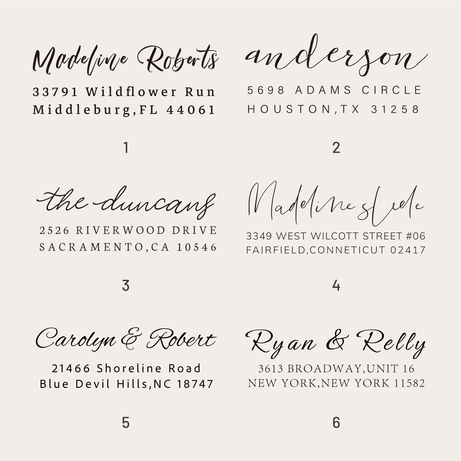 Custom Rectangular Handwriting Font Address Return Rubber Stamp (27 Designs) suk1