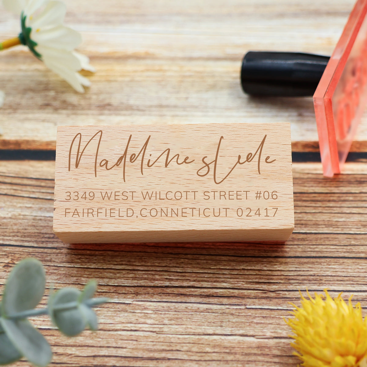 Custom Rectangular Handwriting Font Address Return Rubber Stamp - Style 4 3