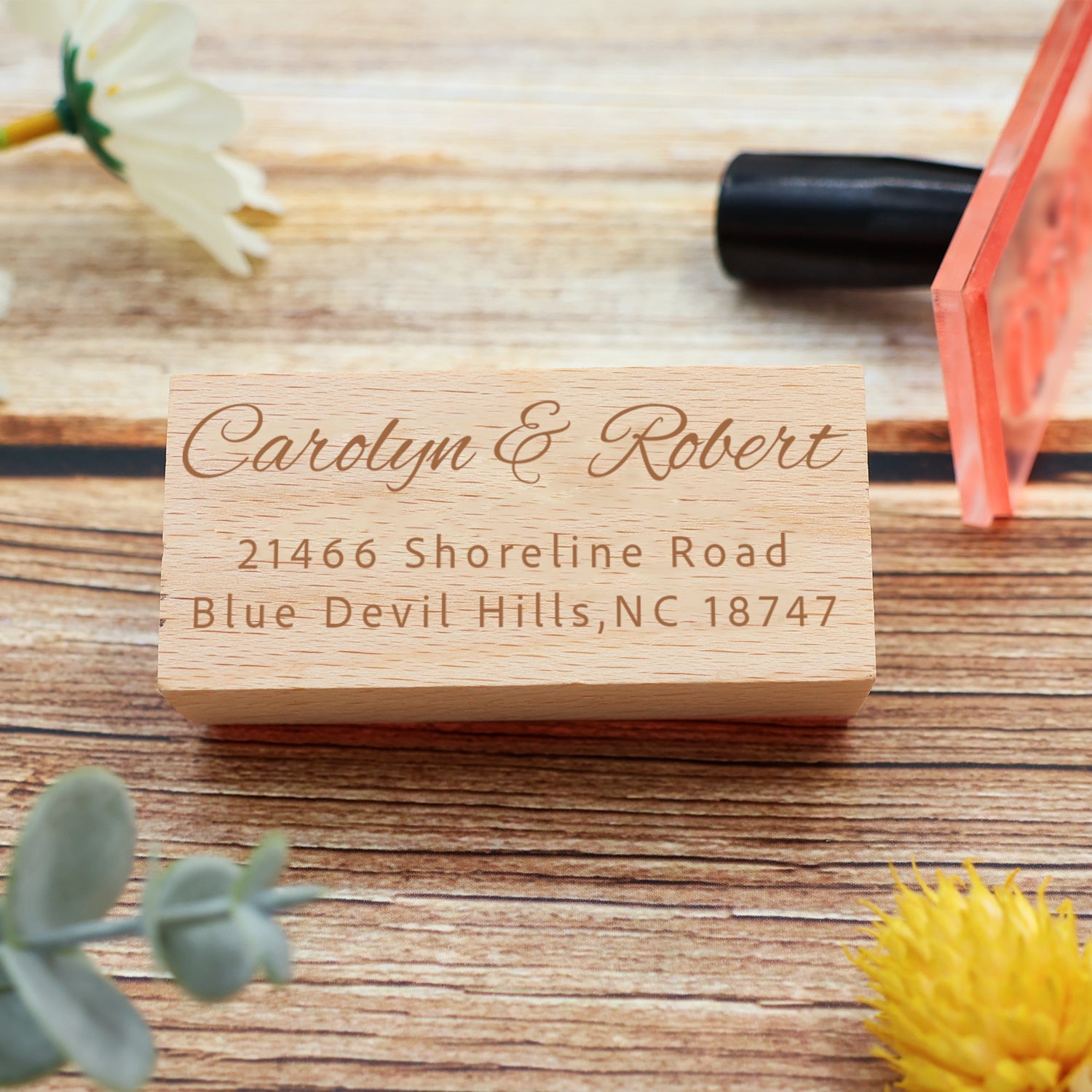 Custom Rectangular Handwriting Font Address Return Rubber Stamp - Style 5 3
