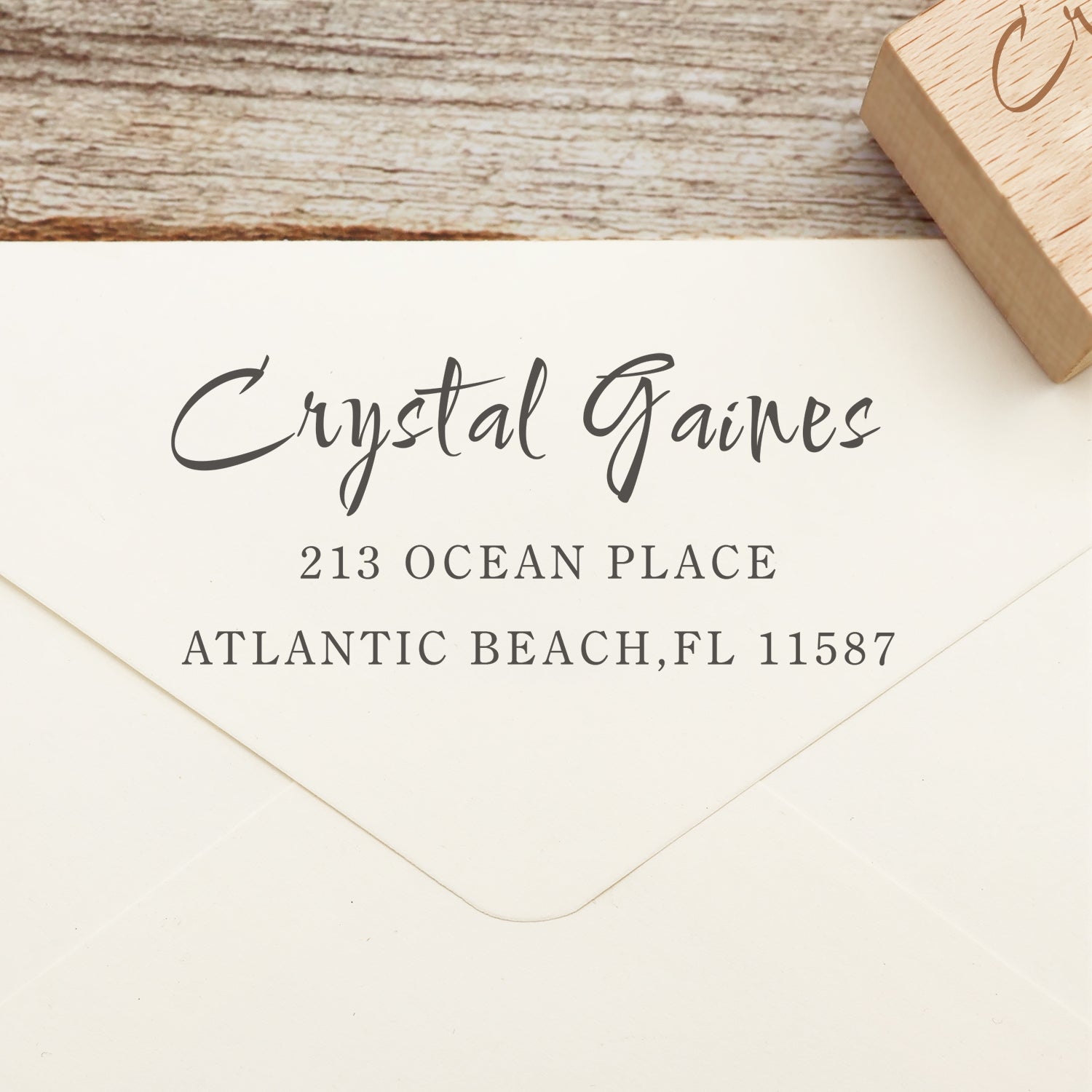 Custom Rectangular Handwriting Font Address Return Rubber Stamp - Style 15 1