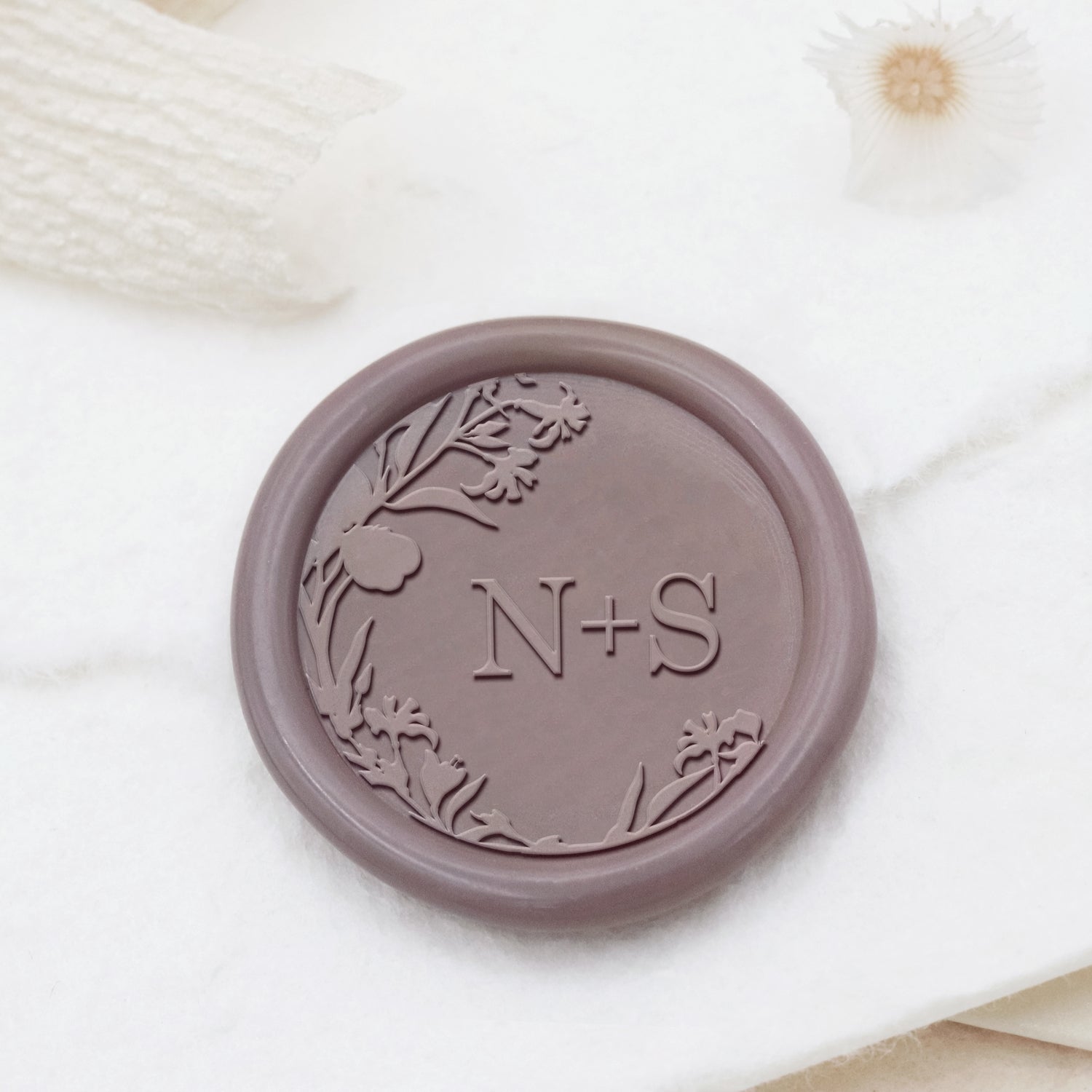 Custom Borderless Botanical Wedding Monogram Wax Seal Stamp (27 Designs)1