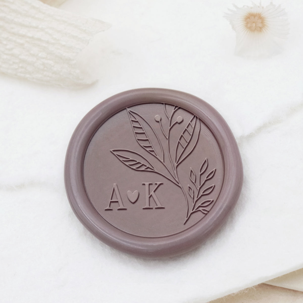 Custom Borderless Botanical Wedding Monogram Wax Seal Stamp - Style 16 1