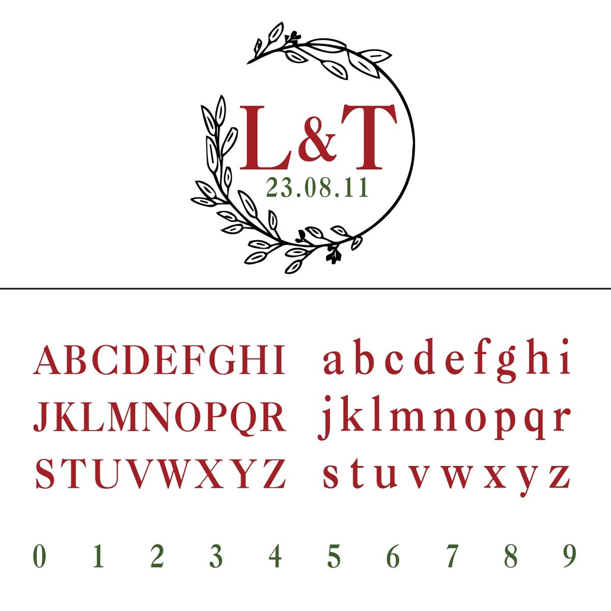 Custom Simple Leaf Wreath Wedding Monogram Wax Seal Stamp 30