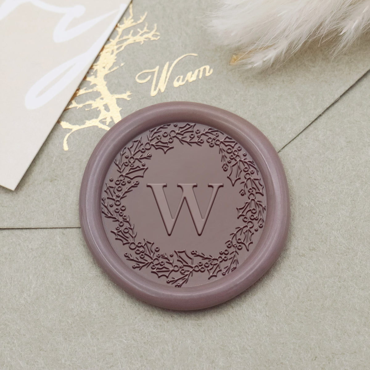 Custom Botanical Border Single Initial Wax Seal Stamp - Style 3 1