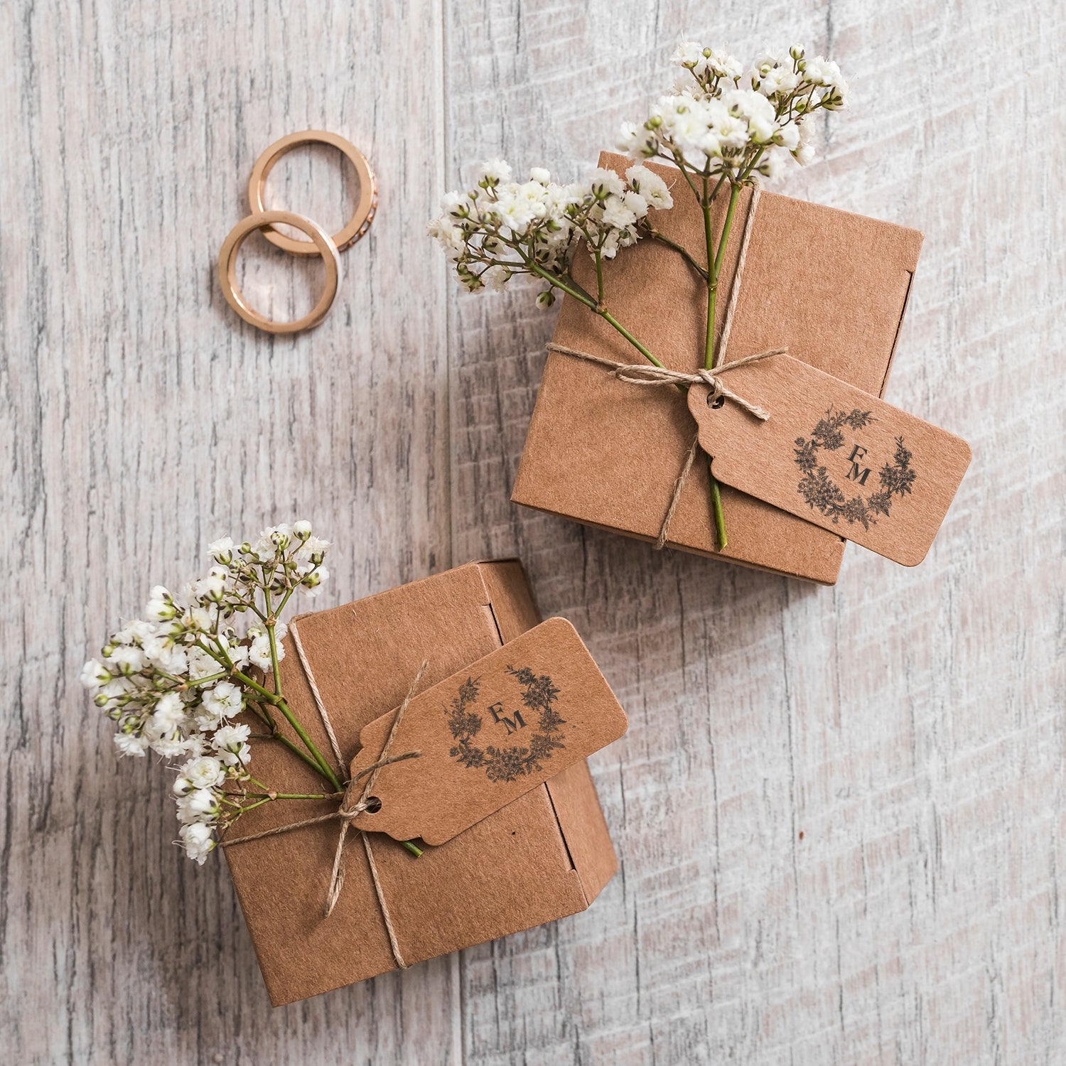 Custom Botanical Wedding Monogram Rubber Stamp - Style 3 wd2