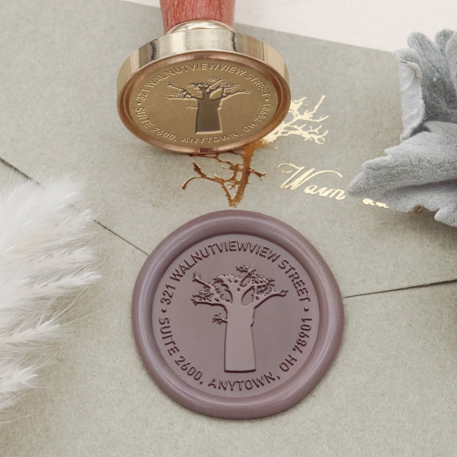 Custom Peony Address Wax Seal Stamp-27 2