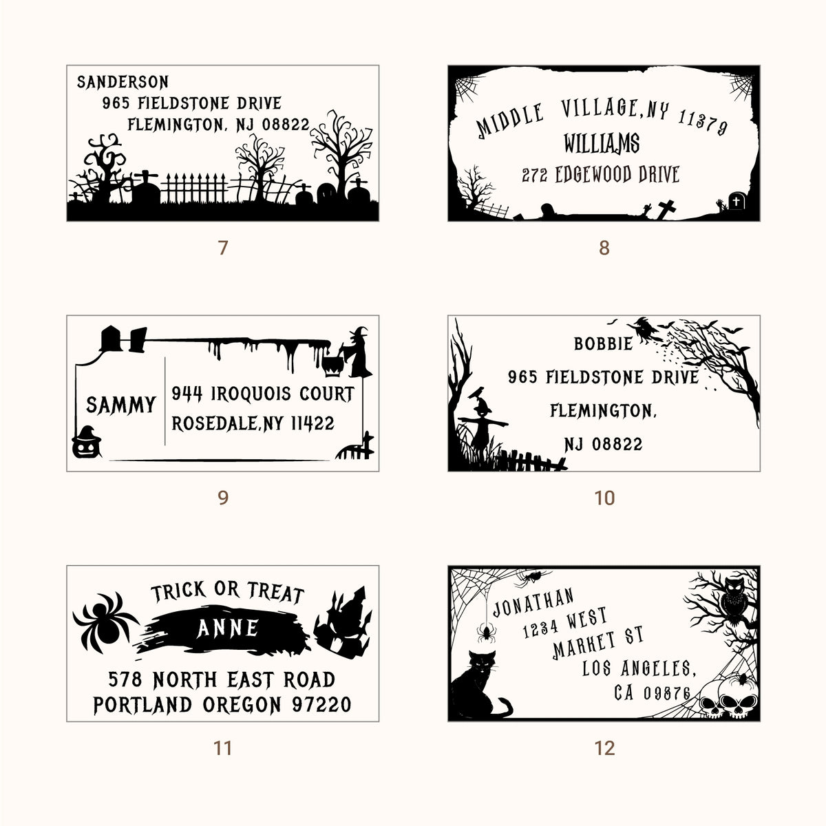 Custom Rectangular Holloween Address Return Rubber Stamp (27 Designs)-sku2