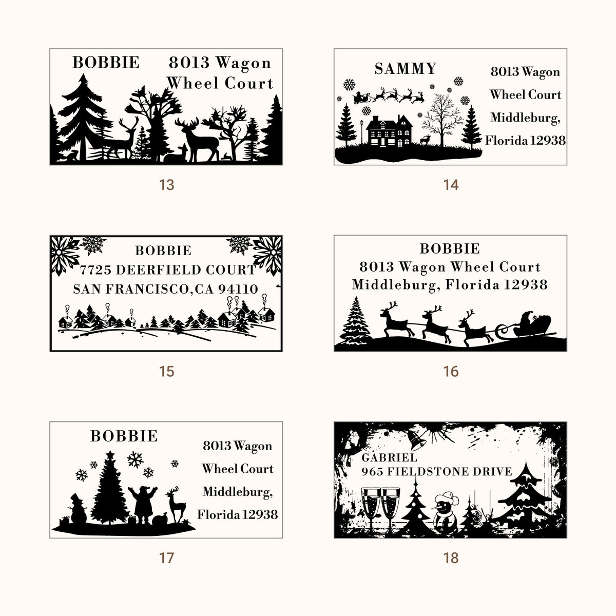 Custom Christmas Rectangle Address Rubber Stamp (27 Designs)33