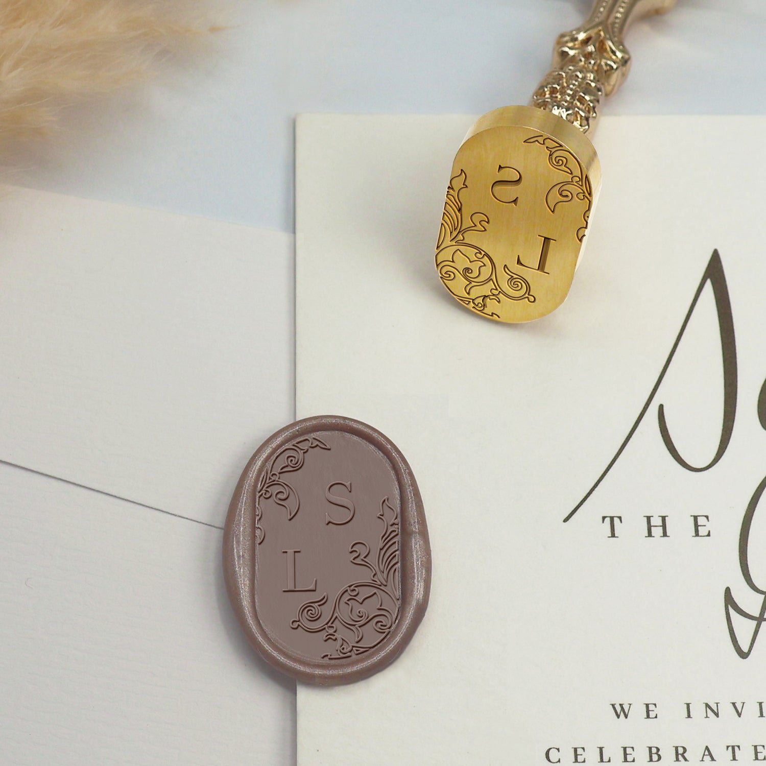 Custom Oval Wedding Wax Seal Stamp - Style 8 3