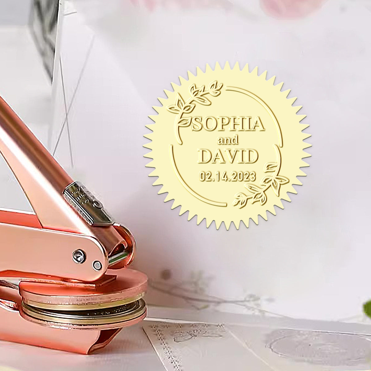 Custom Twigs Wedding Name and Date Embosser 15 21