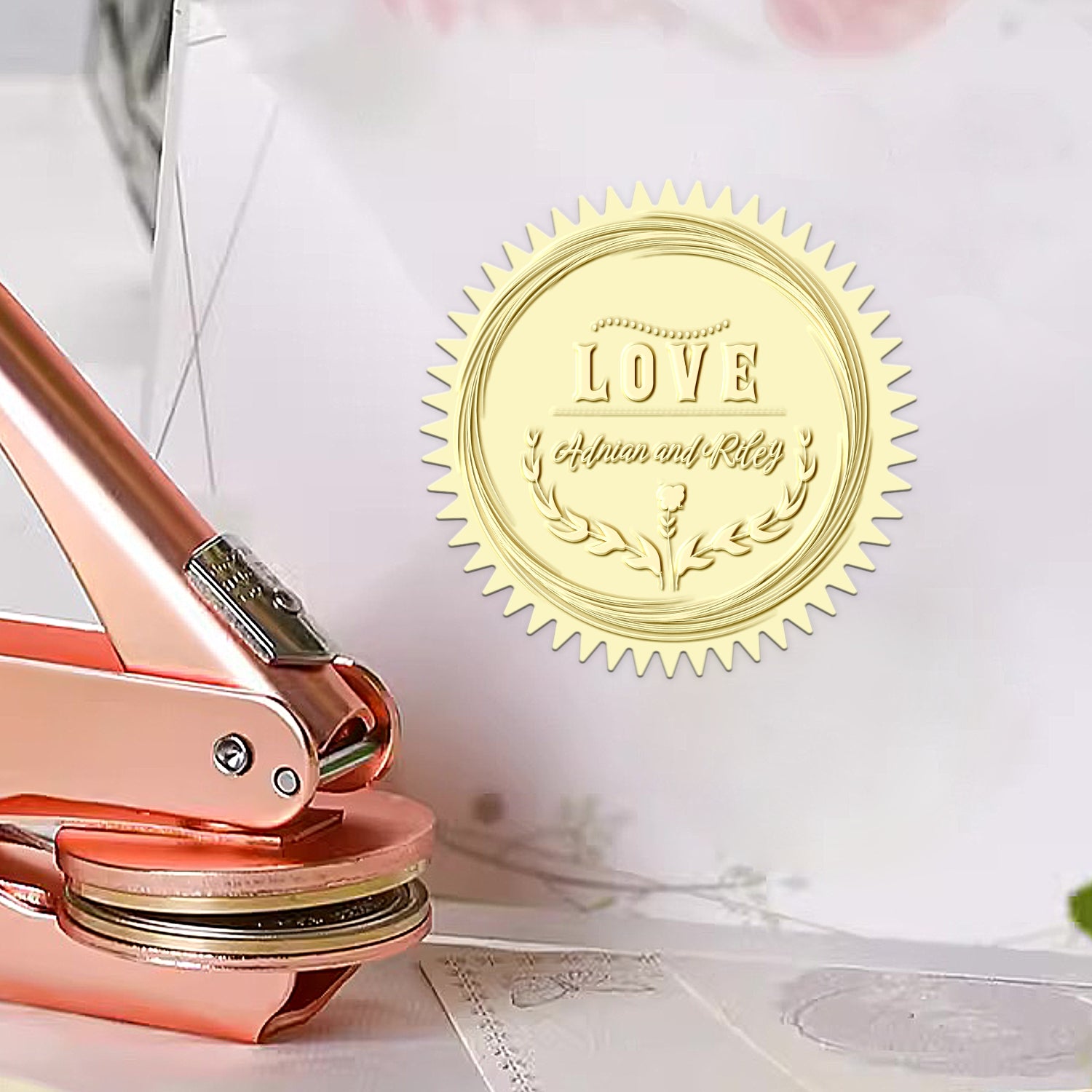 Custom LOVE Thorns Wedding Embosser 1171