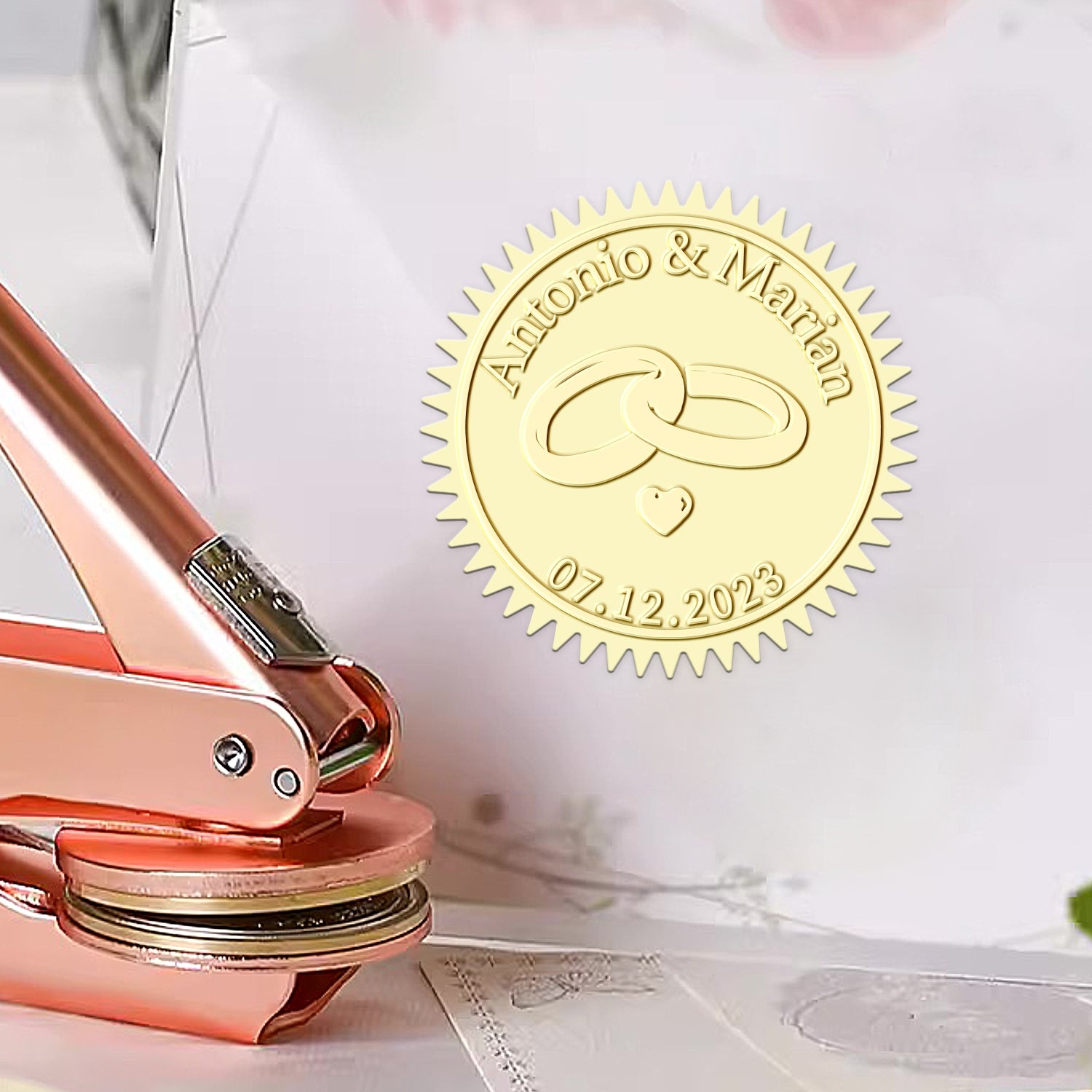 Custom Couple Rings Wedding Embosser 1271