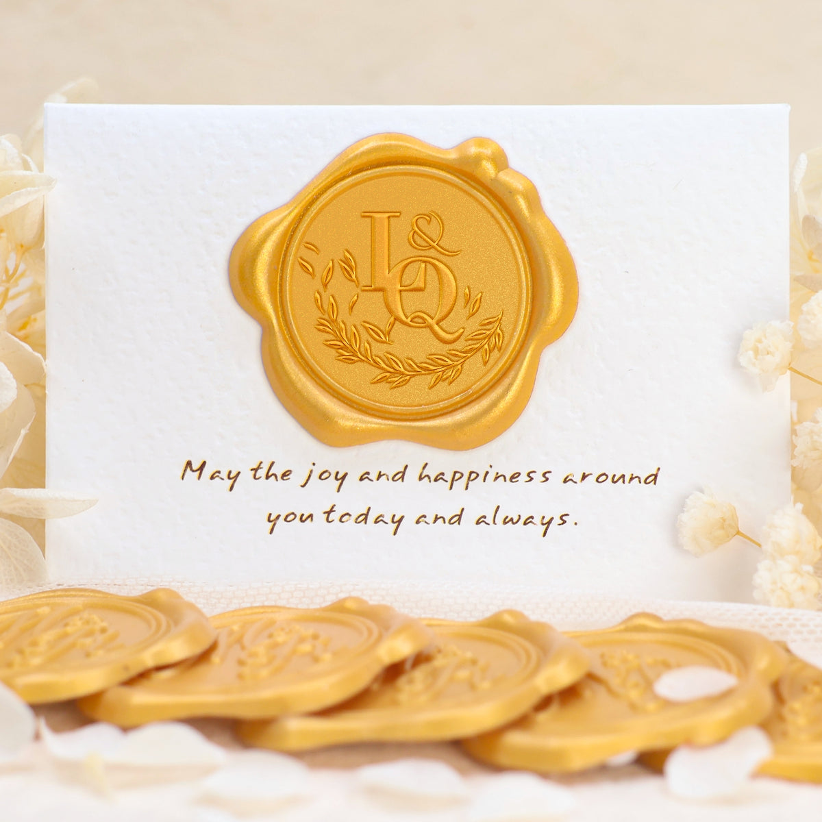 Custom Falling Olive Branch Wedding Monogram Wax Seal Stickers 1-12