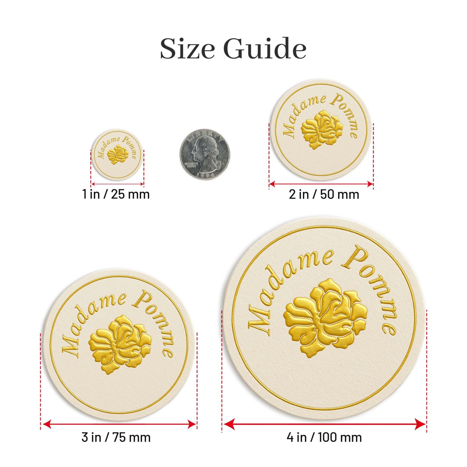 Luxury Embossed Foil Stamped Textured Stickers - Premium Gold Foil Labels size