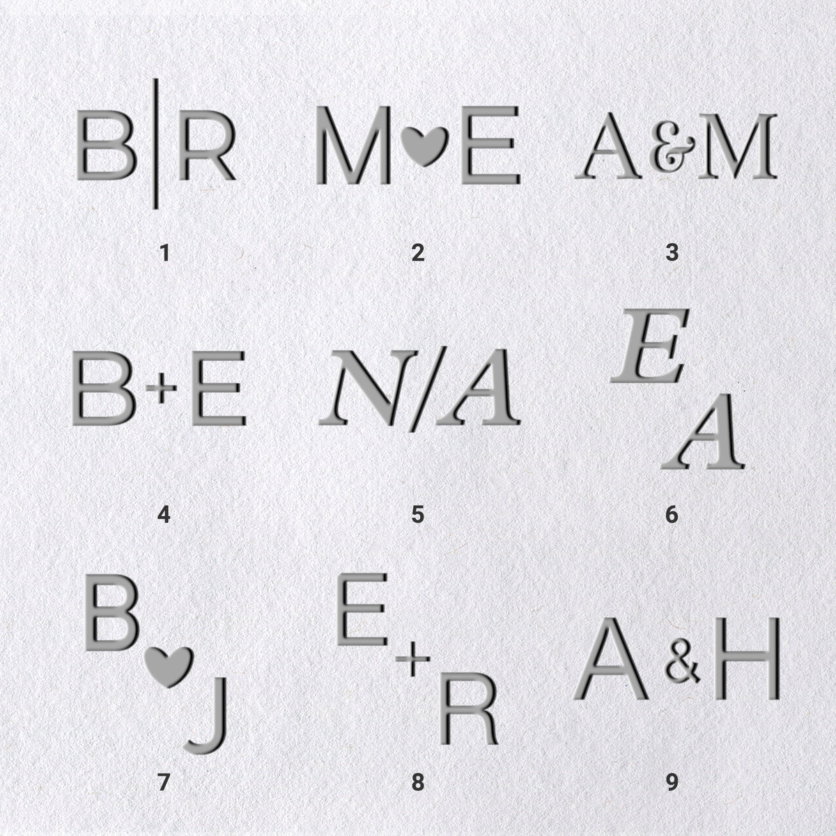 Custom Minimalist Initials Wedding Embosser (9 Designs)110